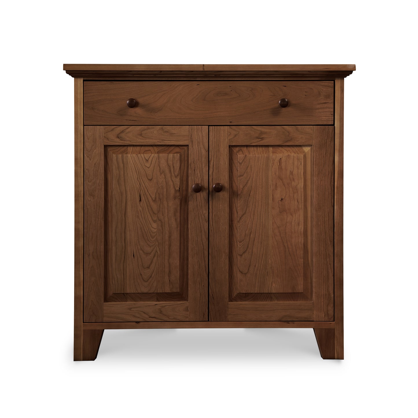 Classic Country Buffet by Lyndon Furniture, wooden cabinet with Shaker base, featuring one drawer and two doors with round handles.