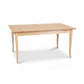 Lyndon Furniture Classic Shaker Flare Leg Extension Dining Table crafted from light solid wood with a rectangular top and distinct flared legs.