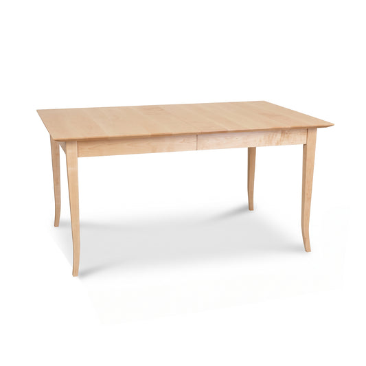 Lyndon Furniture Classic Shaker Flare Leg Extension Dining Table crafted from light solid wood with a rectangular top and distinct flared legs.