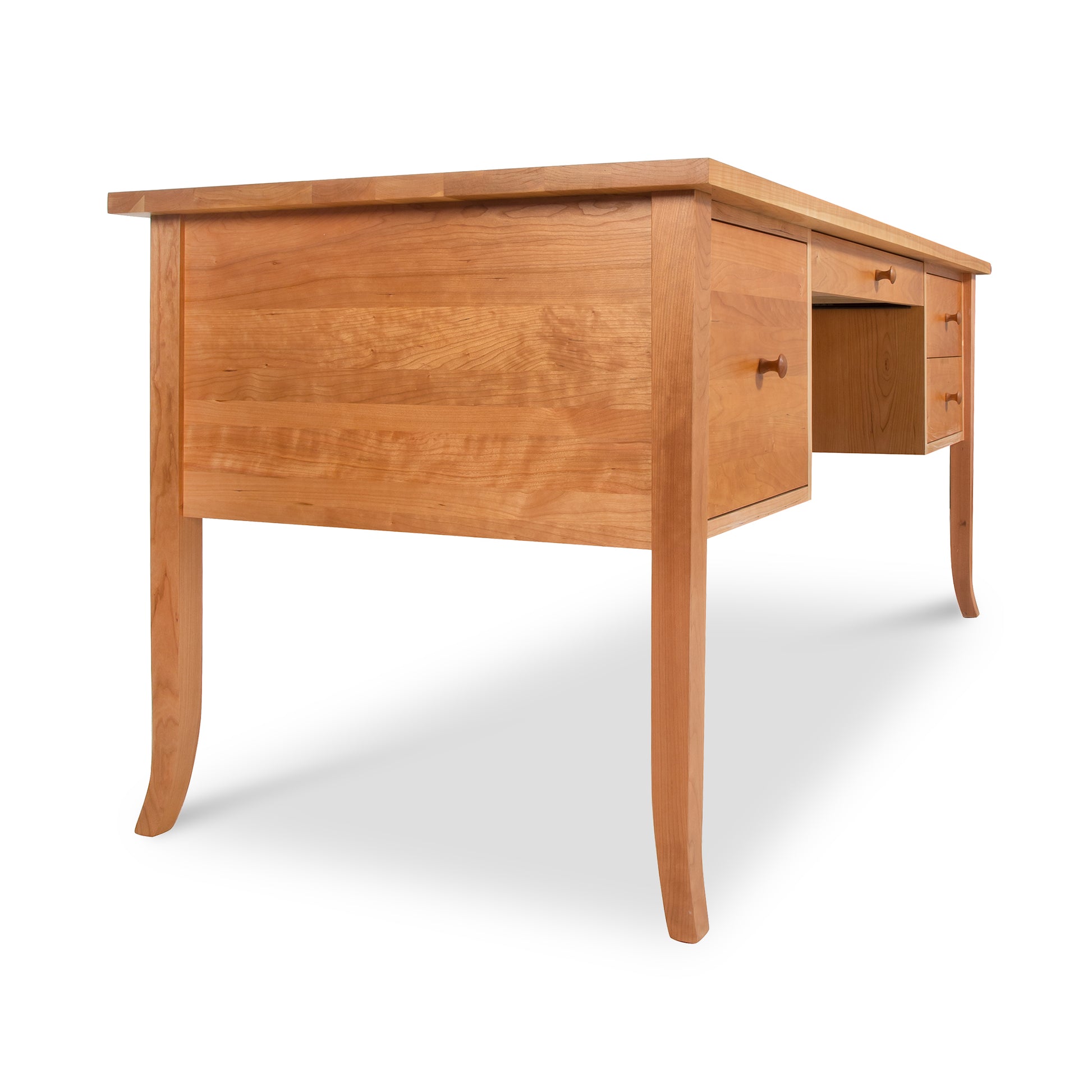 A classic Lyndon Furniture Large Wood Flare Leg Executive Desk made from sustainable harvested woods.