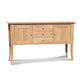 Classic Shaker Flare Leg Small Buffet by Lyndon Furniture, crafted in solid hardwood with two doors, three drawers, and graceful curved legs.