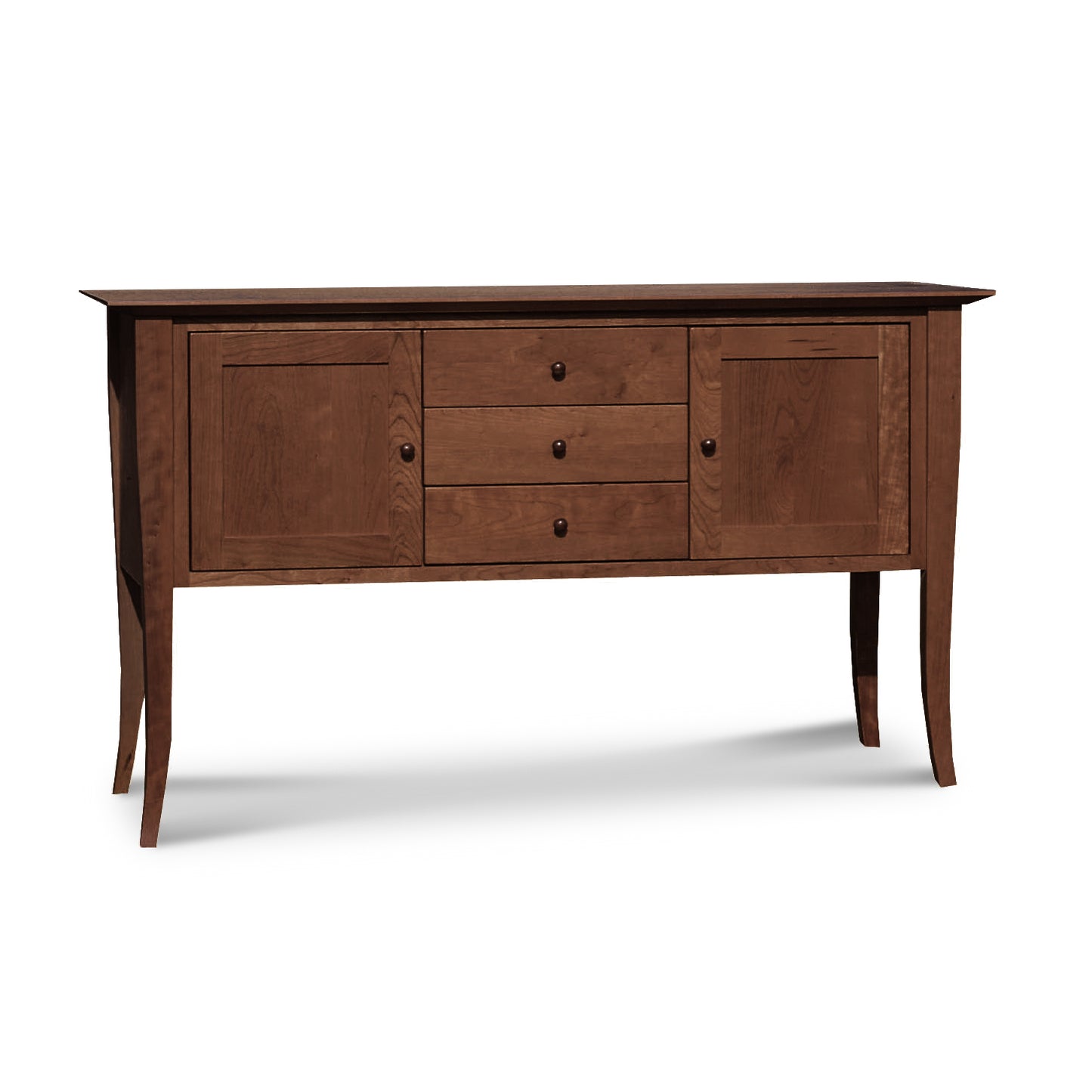 A Lyndon Furniture Classic Shaker Flare Leg Small Buffet with two drawers and two doors.