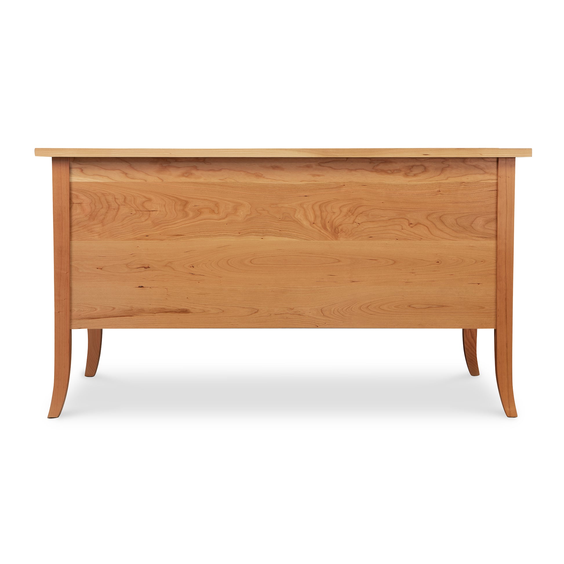 Small Wood Flare Leg Executive Desk by Lyndon Furniture with Shaker-style panel front and elegantly curved legs, crafted in American wood.