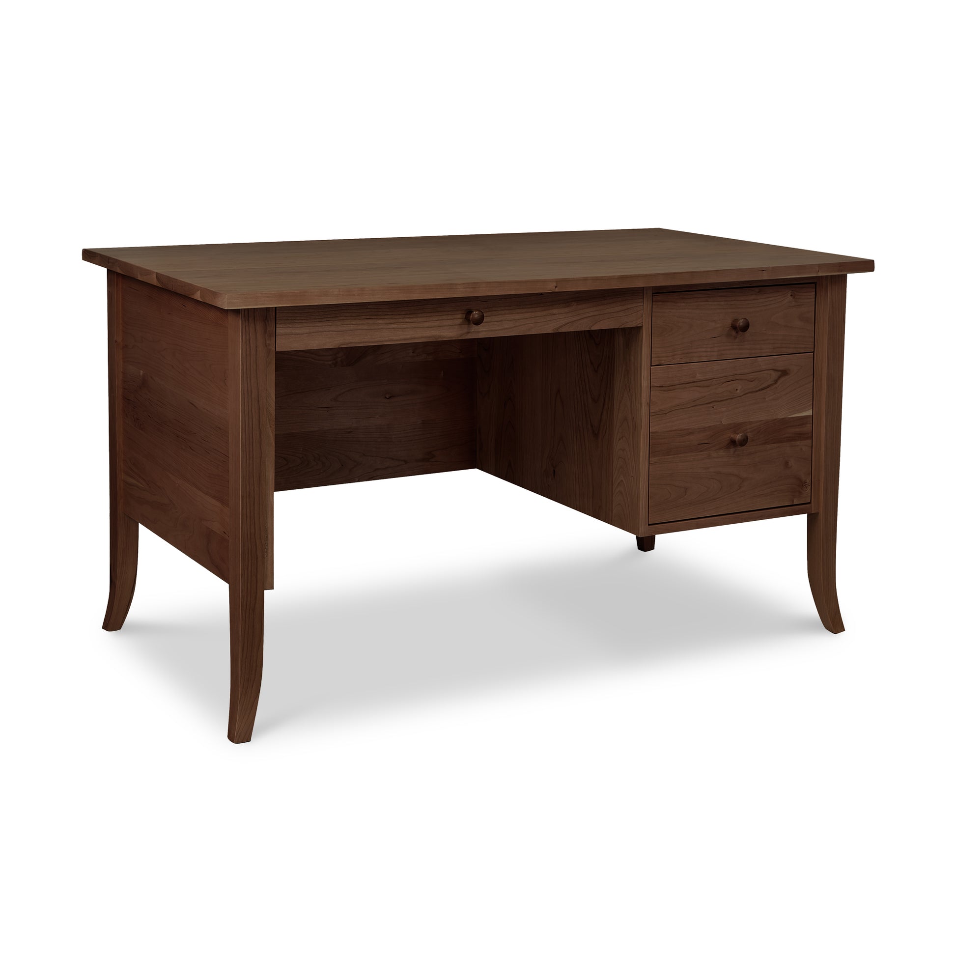 An image of a Small Wood Flare Leg Executive Desk with drawers by Lyndon Furniture.