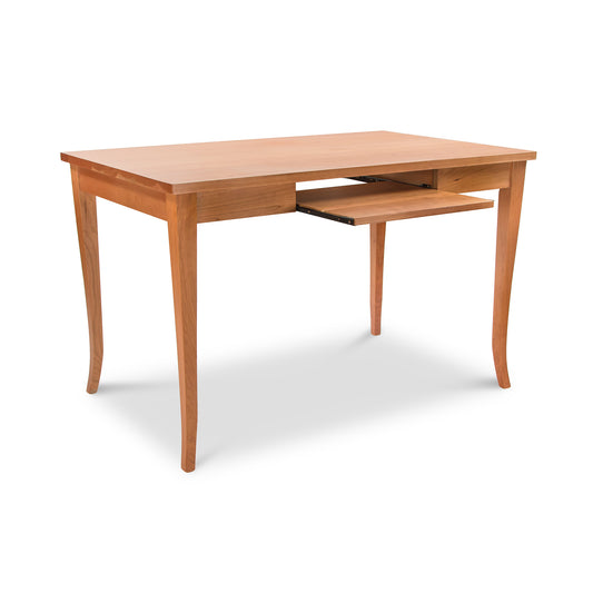Lyndon Furniture Classic Shaker Writing Desk with flare legs and slide-out keyboard tray, crafted in Vermont from solid wood, American made.