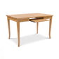 Lyndon Furniture Classic Shaker Flare Leg Writing Desk in light wood with keyboard tray, crafted in the USA from sustainable hardwoods.