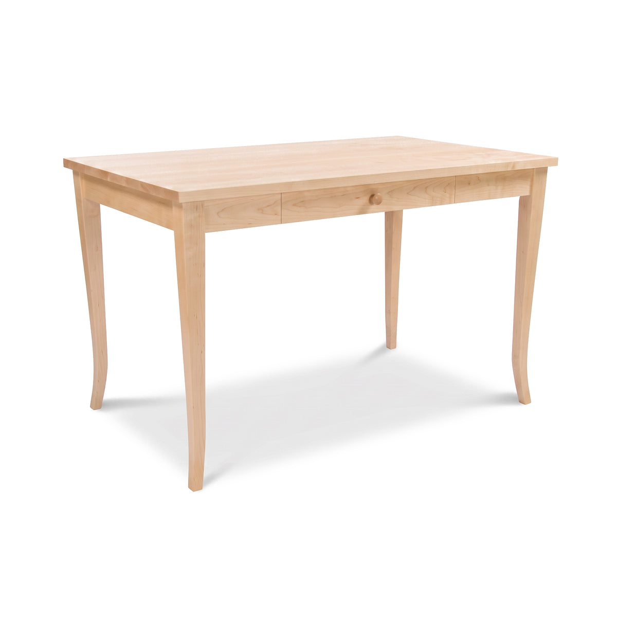 Classic Shaker Flare Leg Writing Desk by Lyndon Furniture in light wood with curved legs, handcrafted in Vermont, American made quality.