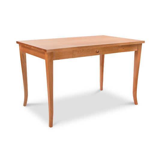 Classic Shaker Flare Leg Writing Desk by Lyndon Furniture with center drawer and elegantly curved legs, crafted from solid wood.