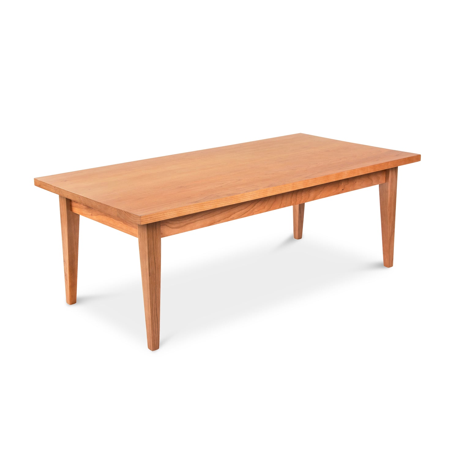 Alt text: Classic Shaker Coffee Table by Lyndon Furniture - Handcrafted Solid Wood Rectangular Table with Tapered Legs, Minimalist Design, and Smooth Natural Finish - Part of Classic Shaker Furniture Collection, Light Wood Tone - High Quality American Made Hardwood Furniture.