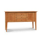 A handcrafted, Lyndon Furniture Classic Shaker Small Buffet with two drawers and two doors.
