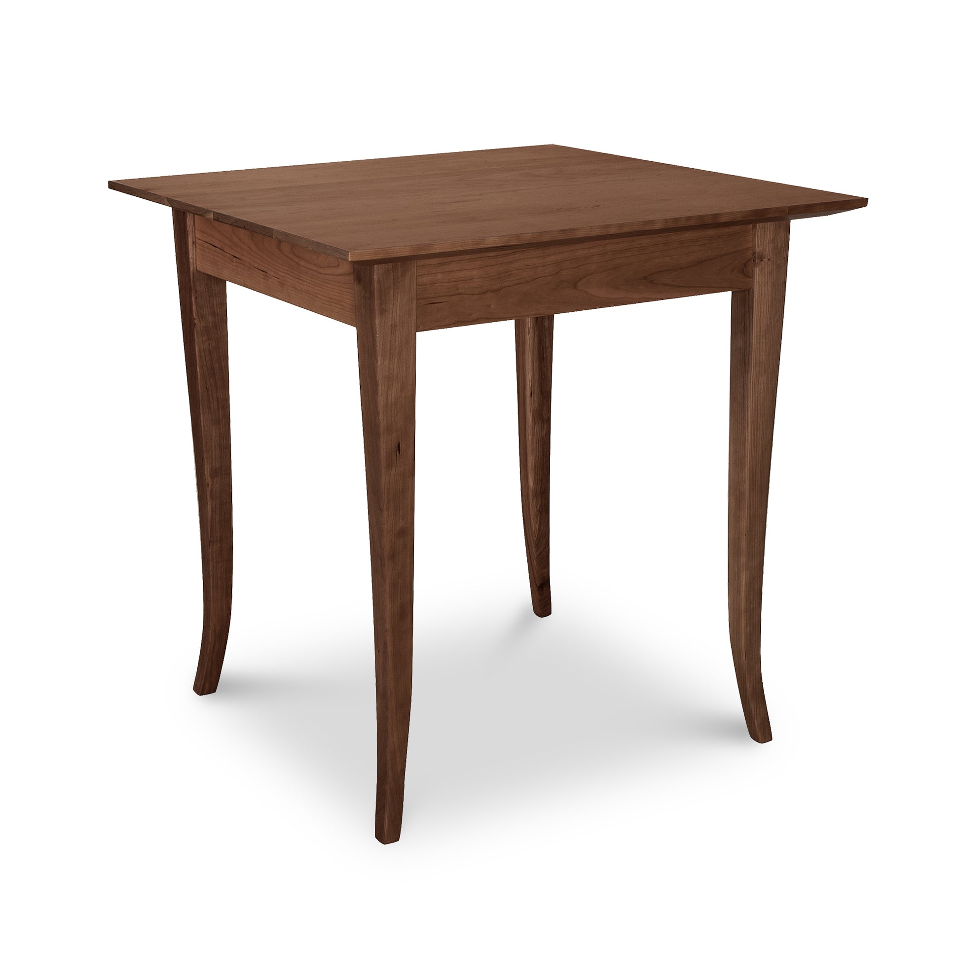 A Classic Shaker Flare Leg Square Solid Top Table handcrafted in Vermont from solid hardwoods, featuring a wooden top and legs, by Lyndon Furniture.