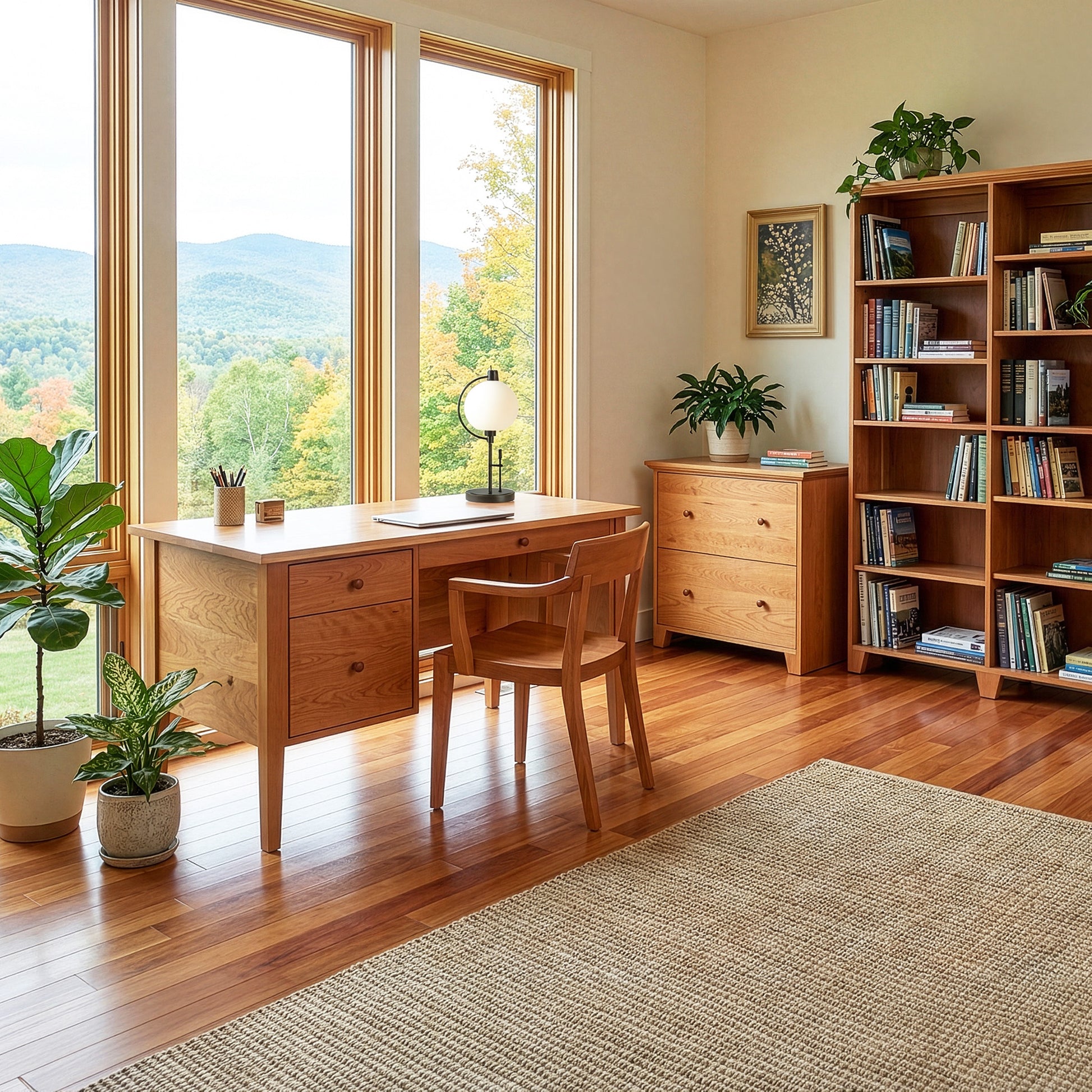 Lyndon Furniture Shaker 2-Drawer Lateral File Cabinet in a home office, showcasing quality American craftsmanship and timeless wooden design.