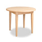 Lyndon Furniture Classic Shaker Round Solid Top Dining Table in solid hardwood with four tapered legs.
