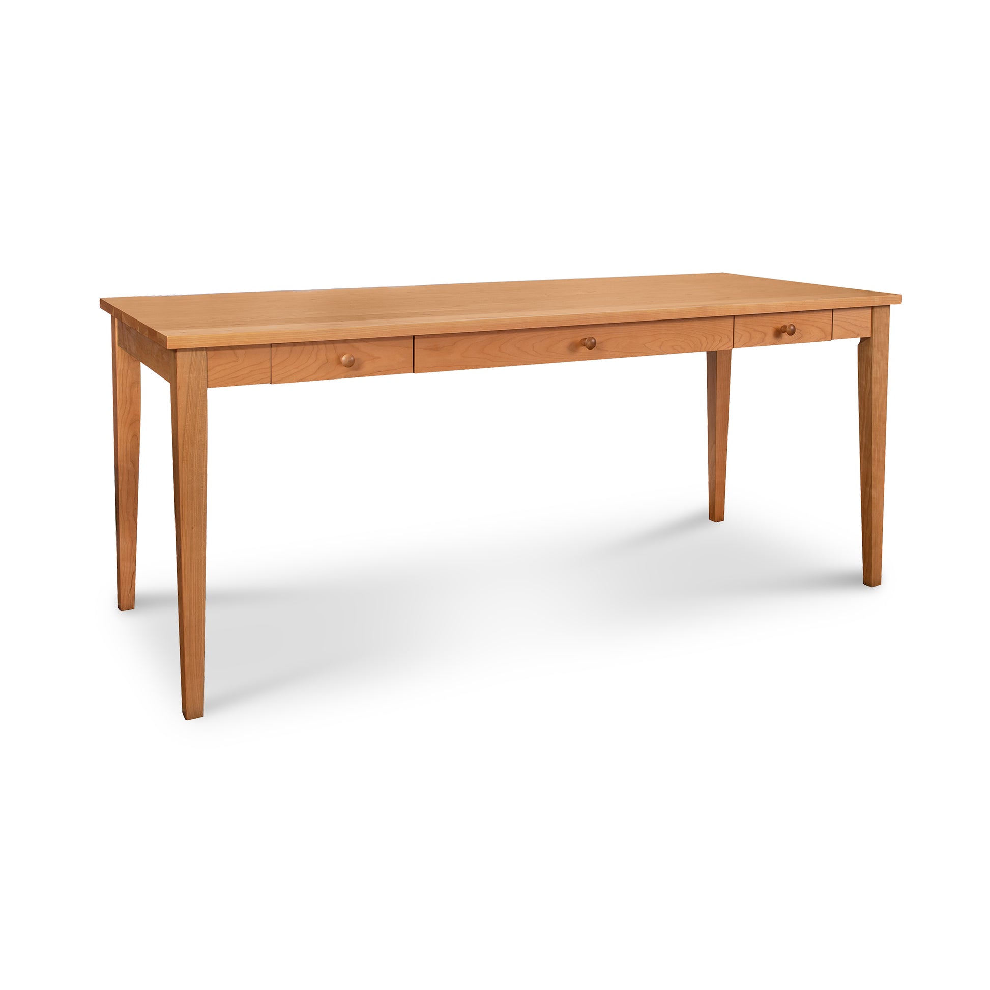 A Classic Shaker Writing Desk made by Lyndon Furniture, an eco-friendly desk with solid wood and two drawers.