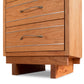 Contemporary Cable 3-Drawer Nightstand by Vermont Furniture Designs, showcasing sleek metal handles and sturdy solid hardwood block legs.