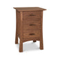 Contemporary Craftsman 3-Drawer Nightstand by Vermont Furniture Designs, featuring flared legs and a smooth top, handcrafted from solid American wood.
