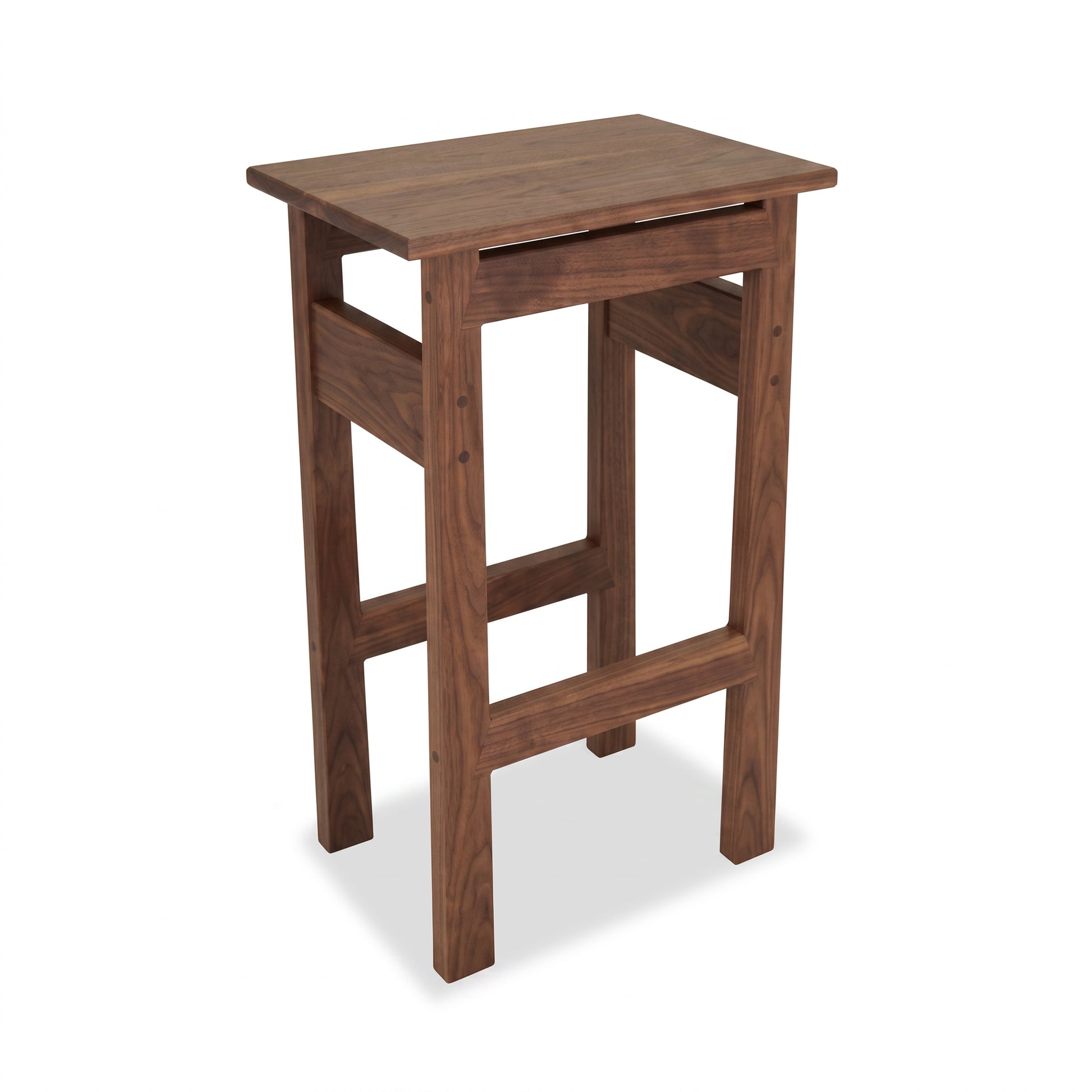 Handcrafted solid wood Contemporary Asian Stool by Maple Corner Woodworks, featuring a rectangular seat and four sturdy legs.