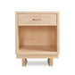 Vermont Furniture Designs Contemporary Cable 1-Drawer Enclosed Shelf Nightstand crafted from light-colored wood featuring a thin metallic handle.