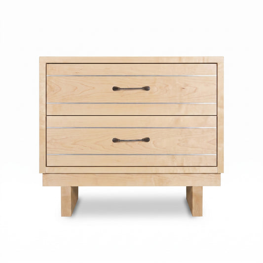 Contemporary Cable 2-Drawer Chest by Vermont Furniture Designs, crafted in solid wood with clean lines, showcases American-made quality and modern style.
