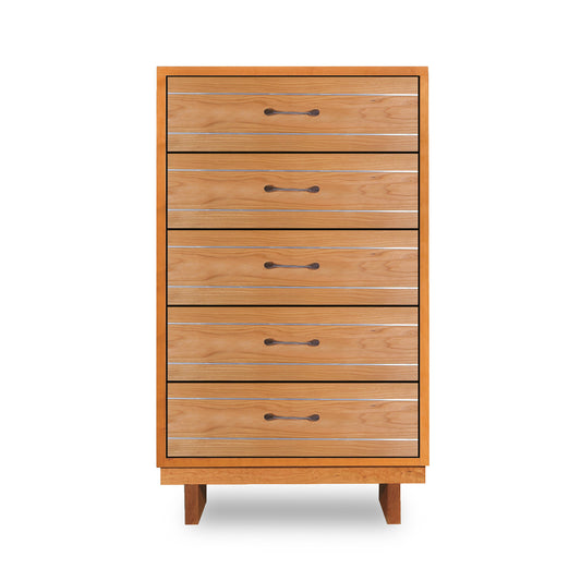 A Contemporary Cable 5-Drawer Chest by Vermont Furniture Designs on a white background.