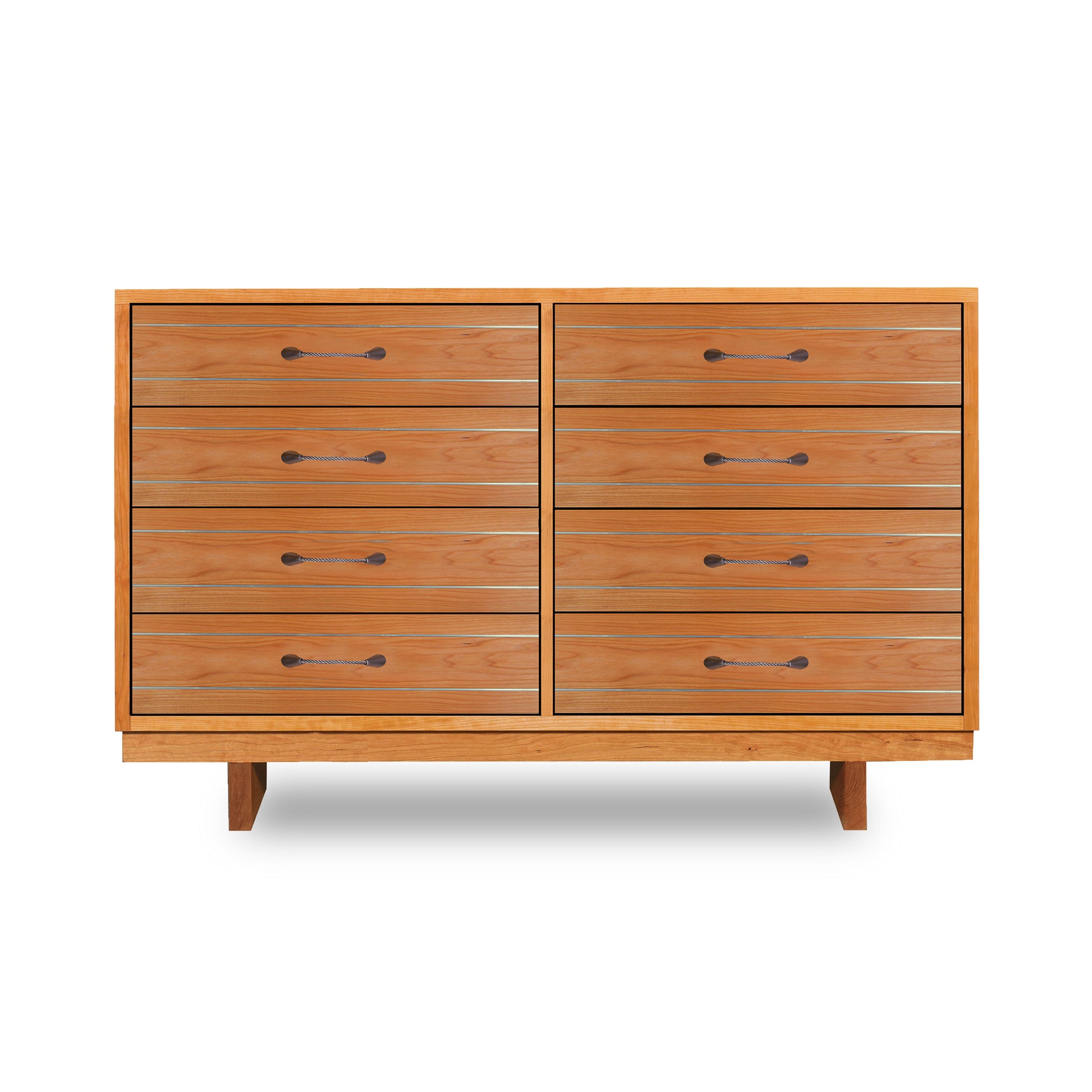 A Contemporary Cable 8-Drawer Dresser from Vermont Furniture Designs with eight drawers and round handles on a white background.