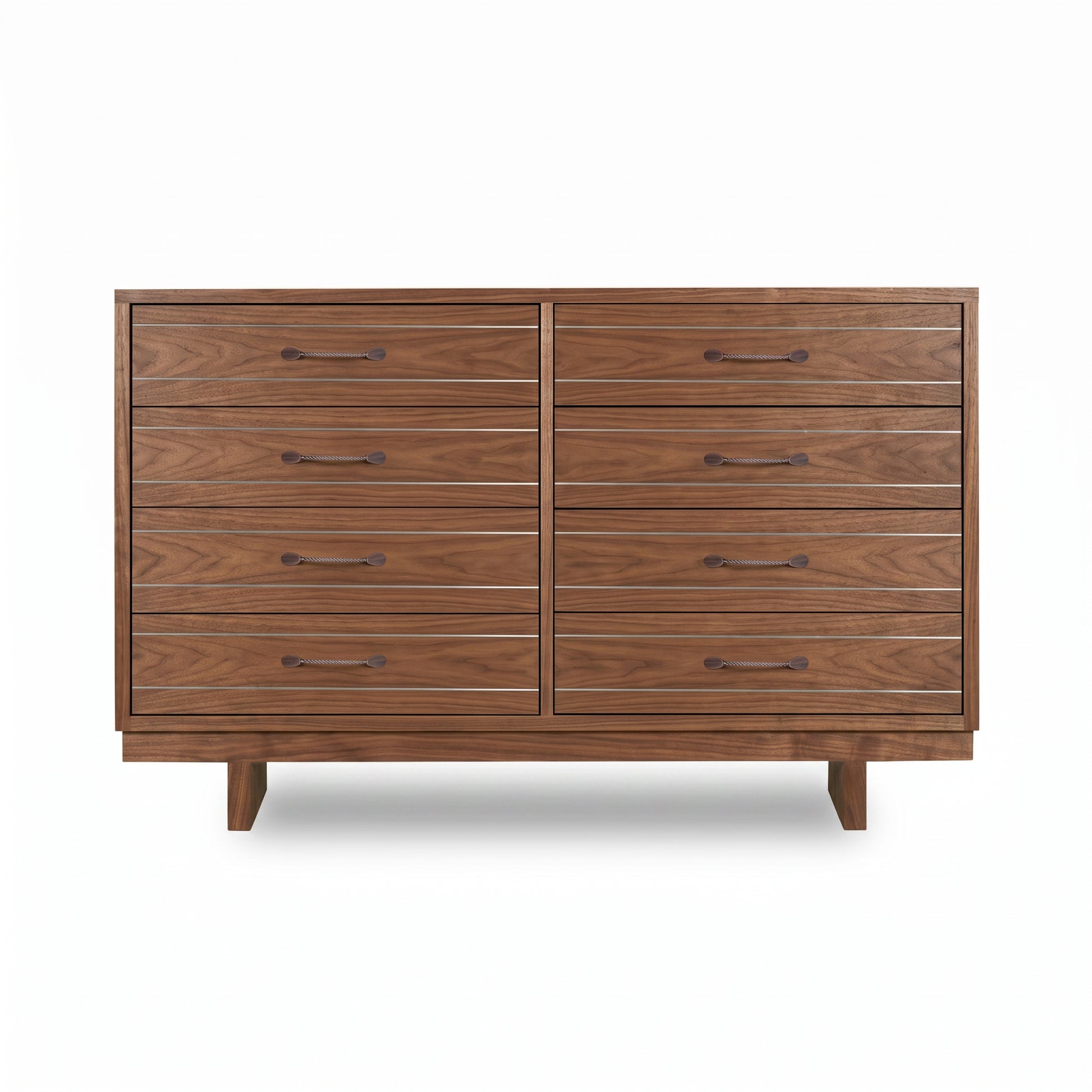 Contemporary Cable 8-Drawer Dresser in walnut by Vermont Furniture Designs, handcrafted with a minimalist, American made design.