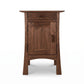 Vermont Furniture Designs Contemporary Craftsman 1-Drawer Nightstand with Door, handcrafted in solid wood, American made, shown close-up.