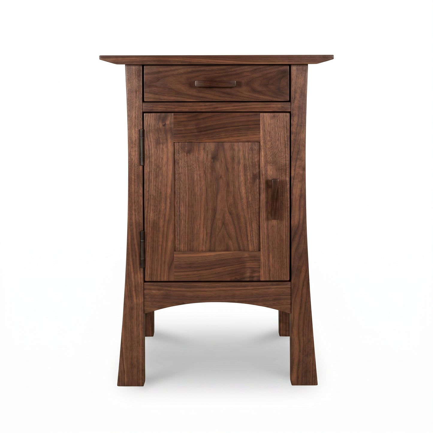 Vermont Furniture Designs Contemporary Craftsman 1-Drawer Nightstand with Door, handcrafted in solid wood, American made, shown close-up.