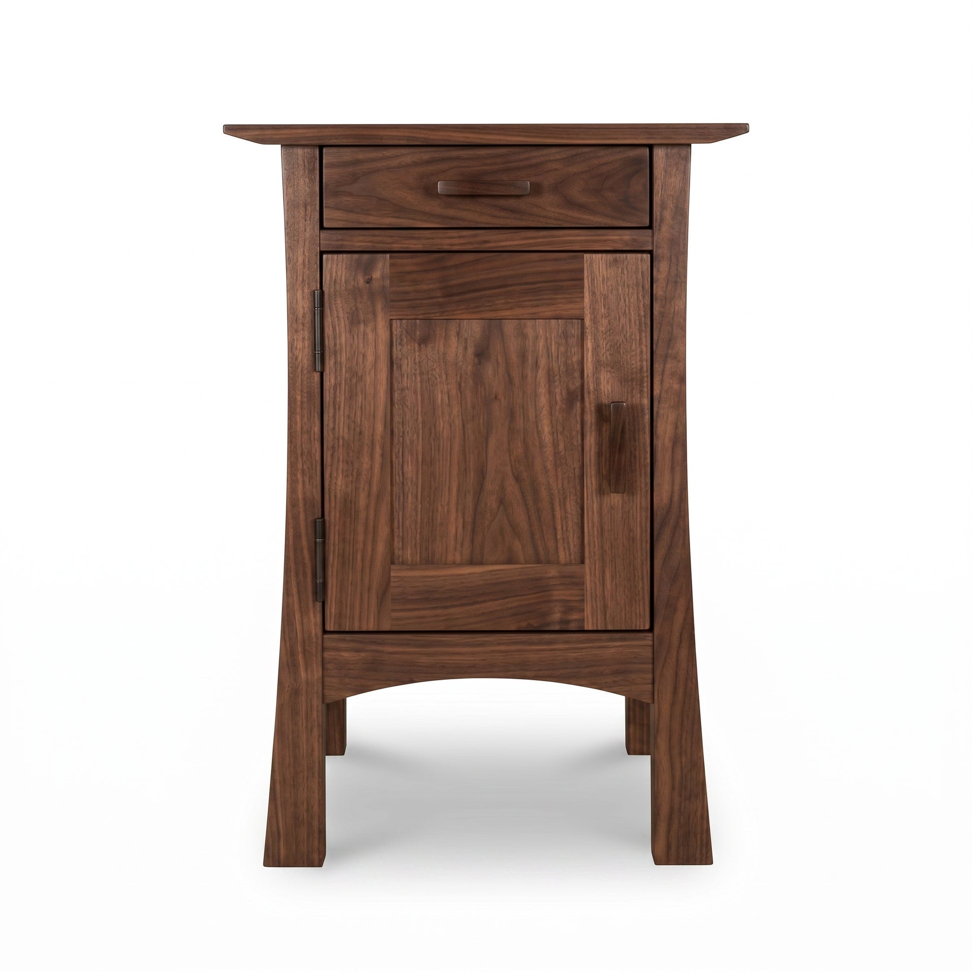 Vermont Furniture Designs Contemporary Craftsman 1-Drawer Nightstand with Door, handcrafted in solid wood, American made, shown close-up.