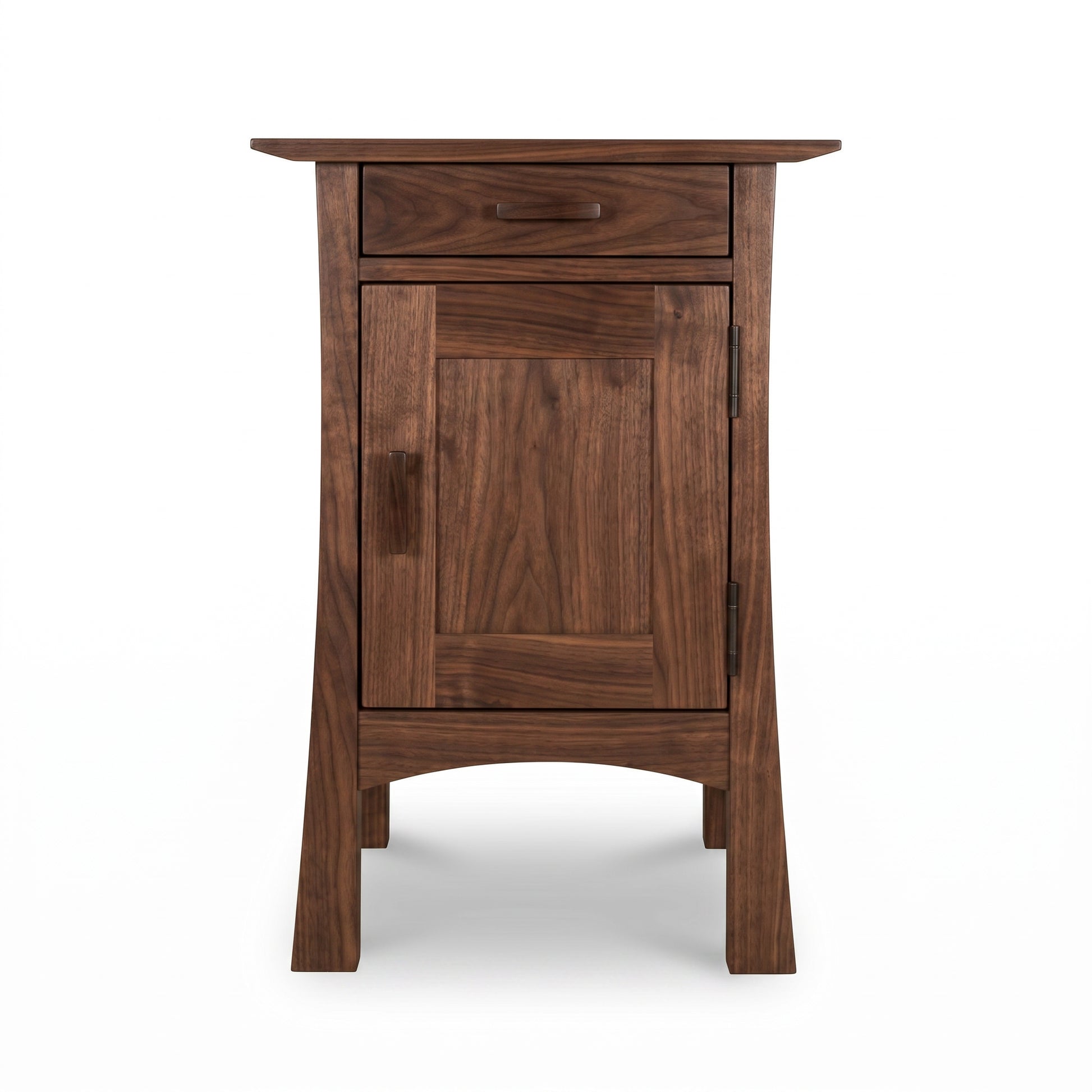Contemporary Craftsman 1-Drawer Nightstand with Door by Vermont Furniture Designs, handcrafted solid wood, American made, modern bedroom furniture.
