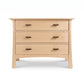 Contemporary Craftsman 3-Drawer Chest by Vermont Furniture Designs, solid hardwood with dark handles, eco-friendly and handcrafted in the USA.