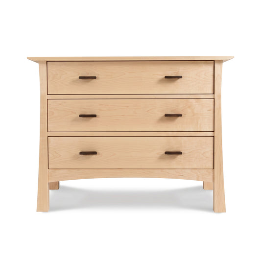 Contemporary Craftsman 3-Drawer Chest by Vermont Furniture Designs, solid hardwood with dark handles, eco-friendly and handcrafted in the USA.