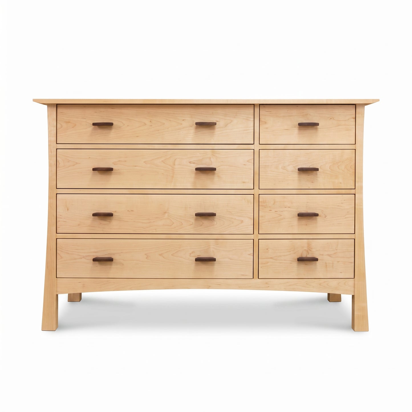 Contemporary Craftsman 8-drawer dresser by Vermont Furniture Designs featuring dark handles, expertly crafted from solid wood.