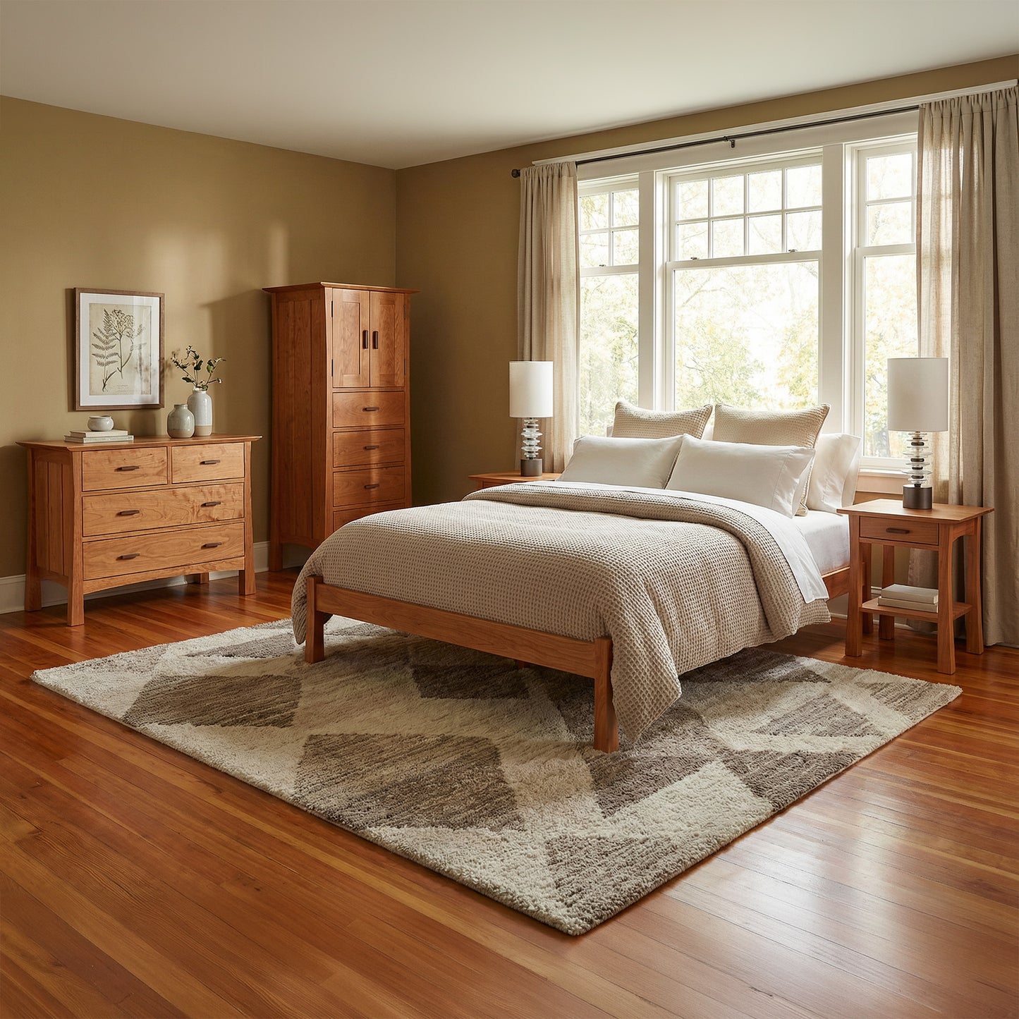 Contemporary Craftsman Studio-Style Platform Bed by Vermont Furniture Designs, showcasing expert craftsmanship and elegant woodwork, made in the USA.