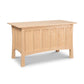 Contemporary Craftsman Blanket Chest by Vermont Furniture Designs with paneled sides, flat lid, and four short legs, expertly crafted in solid wood.