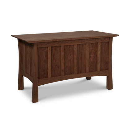 Contemporary Craftsman Blanket Chest with solid wood rectangle tabletop and paneled front, supported by robust corner legs.