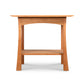 Vermont Contemporary Craftsman Lamp Table with rectangular top, curved legs, and lower shelf crafted in solid wood, American made furniture.
