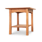 Vermont Furniture Designs Contemporary Craftsman Lamp Table with four legs, lower shelf, and flat top, crafted in solid wood.