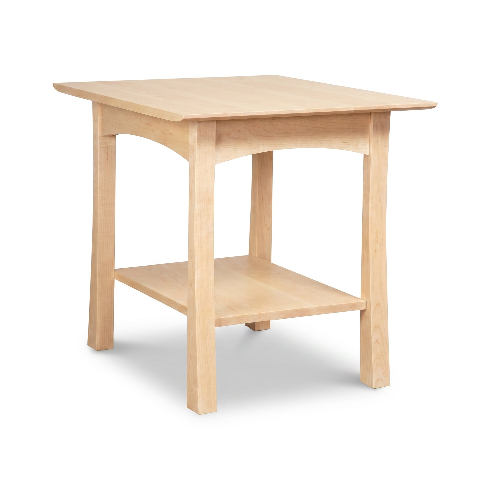 Contemporary Craftsman Lamp Table by Vermont Furniture Designs in solid hardwood with four legs and a lower shelf, crafted in America.