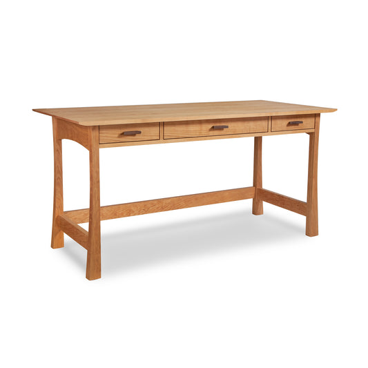 Contemporary Craftsman Library Desk from Vermont Furniture Designs with three drawers and a clean, simple design, isolated on a white background.