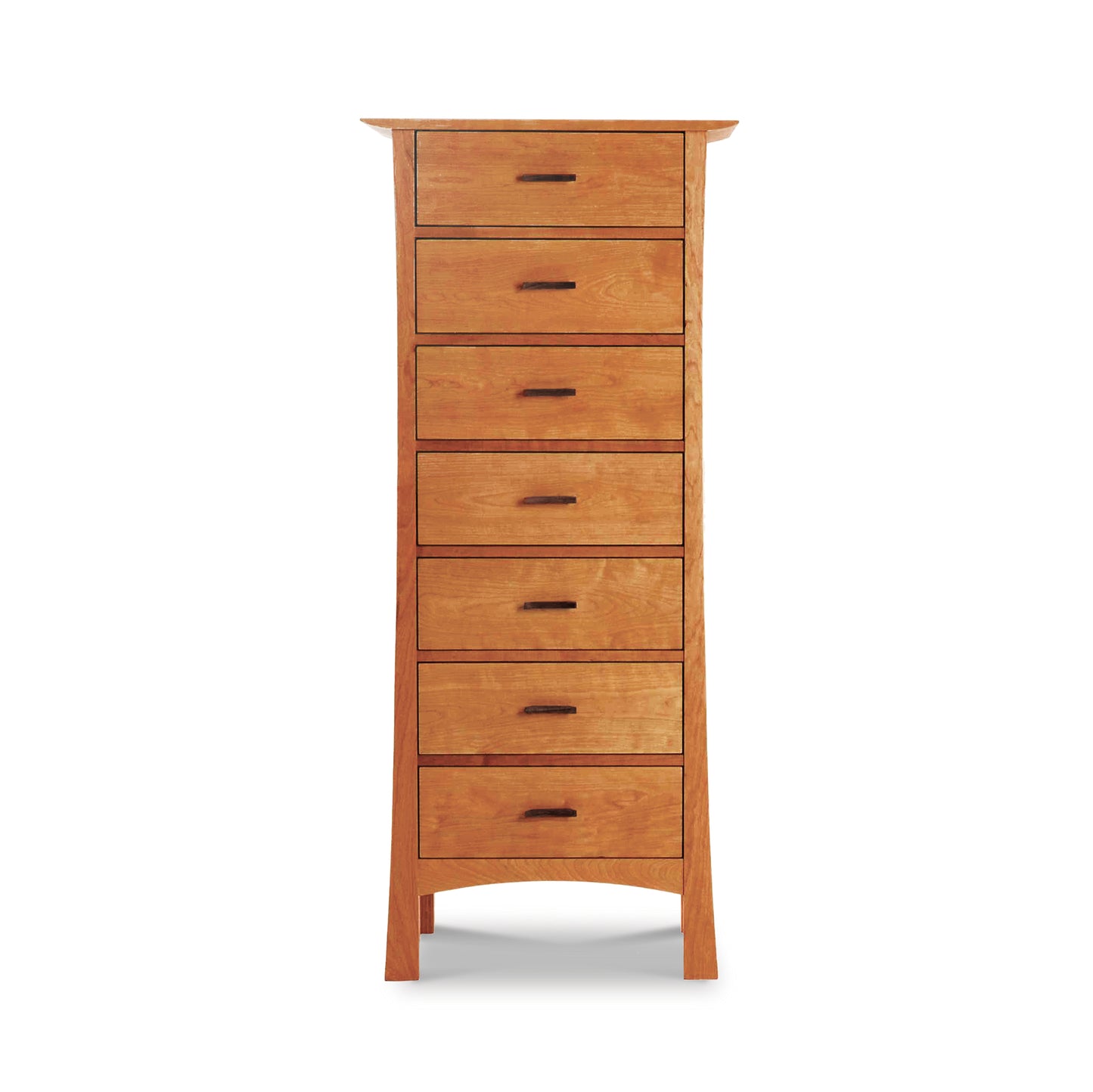 A tall Vermont Furniture Designs Contemporary Craftsman 7-Drawer Lingerie Chest, isolated on a white background.