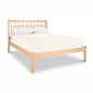 Contemporary Craftsman Low Footboard Bed by Vermont Furniture Designs with slatted headboard, white mattress, and two white pillows.