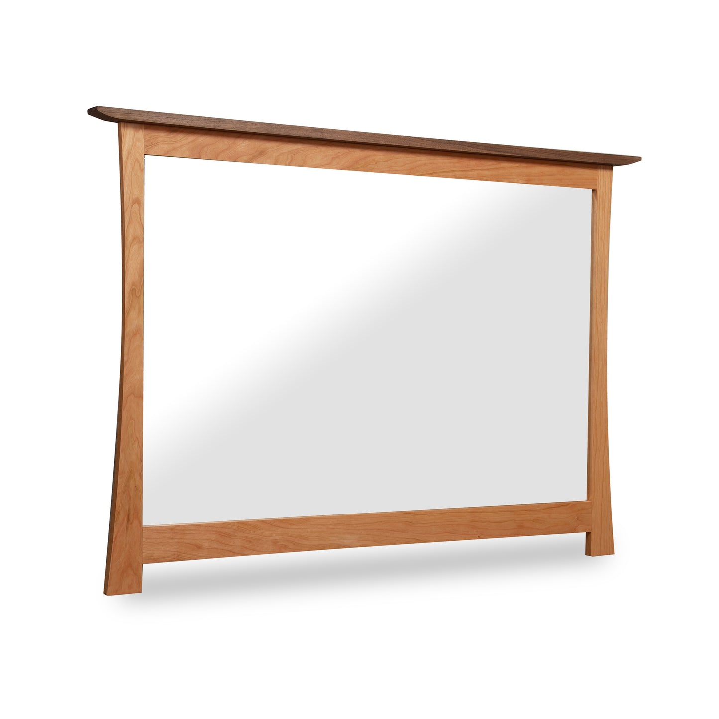 Contemporary Craftsman Mirror by Vermont Furniture Designs with a handcrafted hardwood frame and gently curved legs, highlighting fine American craftsmanship.