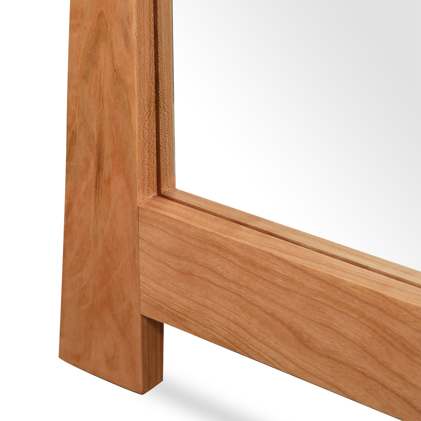 Detail of Vermont Furniture Designs Contemporary Craftsman Mirror, highlighting the quality hardwood craftsmanship and fine grain of the frame.