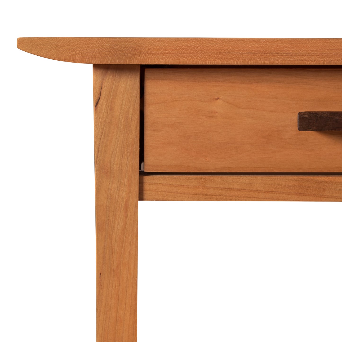 A small Vermont Furniture Designs wooden table with a drawer, featuring Contemporary Craftsman styling.