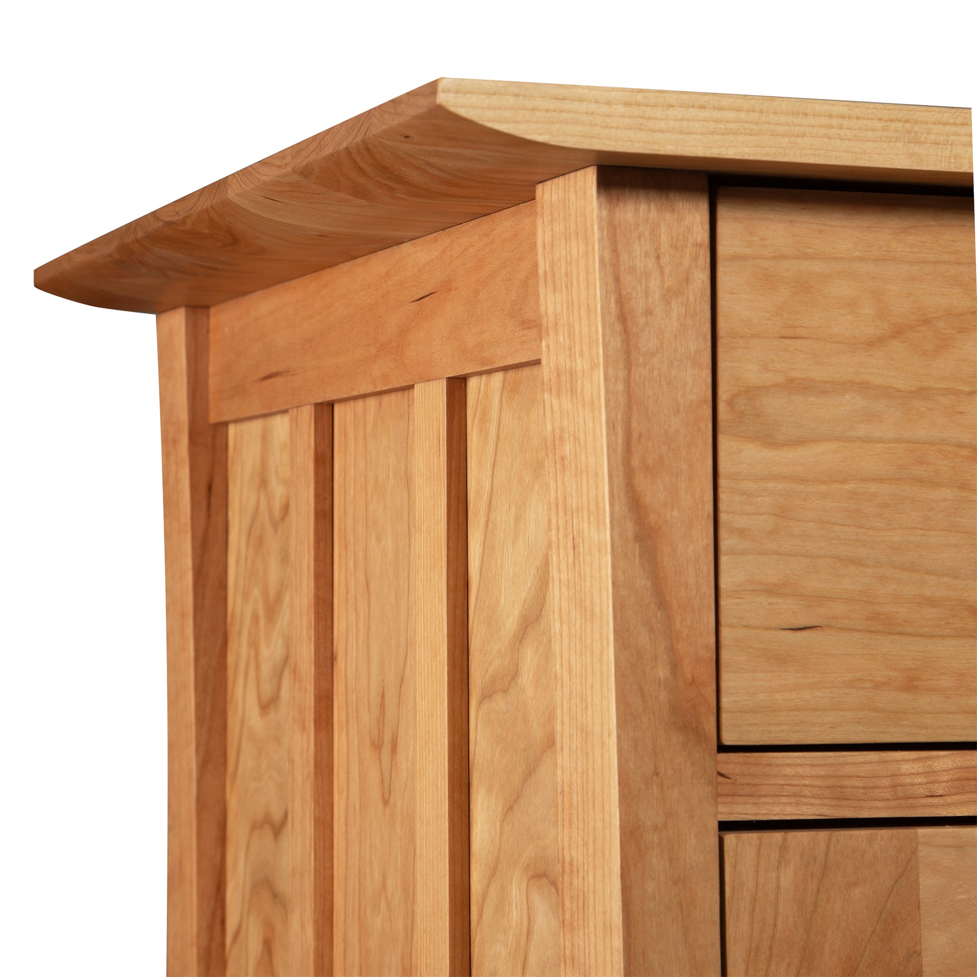 Vermont Furniture Designs Contemporary Craftsman Sideboard in solid hardwood, showcasing vertical panels and spacious dining storage.