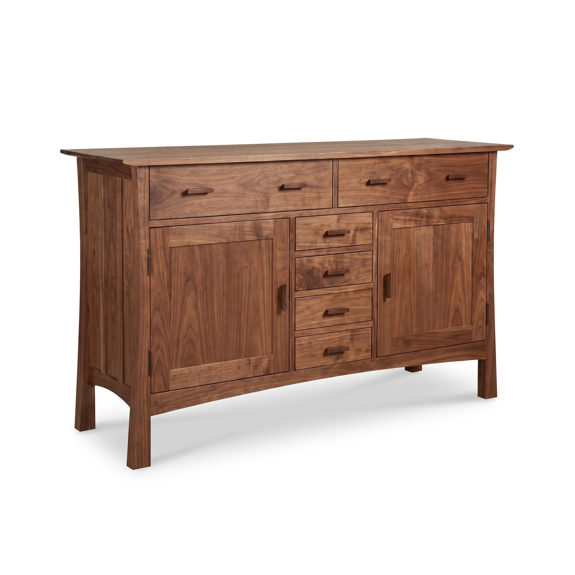Contemporary Craftsman Sideboard by Vermont Furniture Designs with 7 drawers, 2 cabinets, and solid hardwood construction in a modern style.