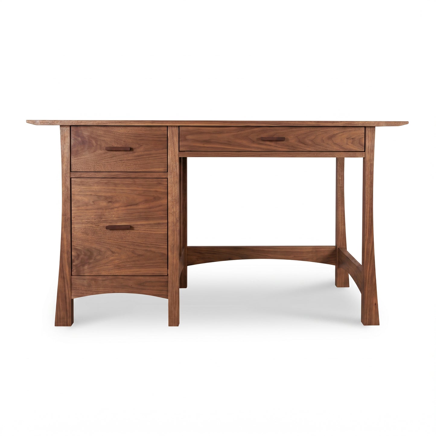 Vermont Furniture Designs Contemporary Craftsman Study Desk with three left drawers, sleek lines, and a functional workspace in premium hardwood.