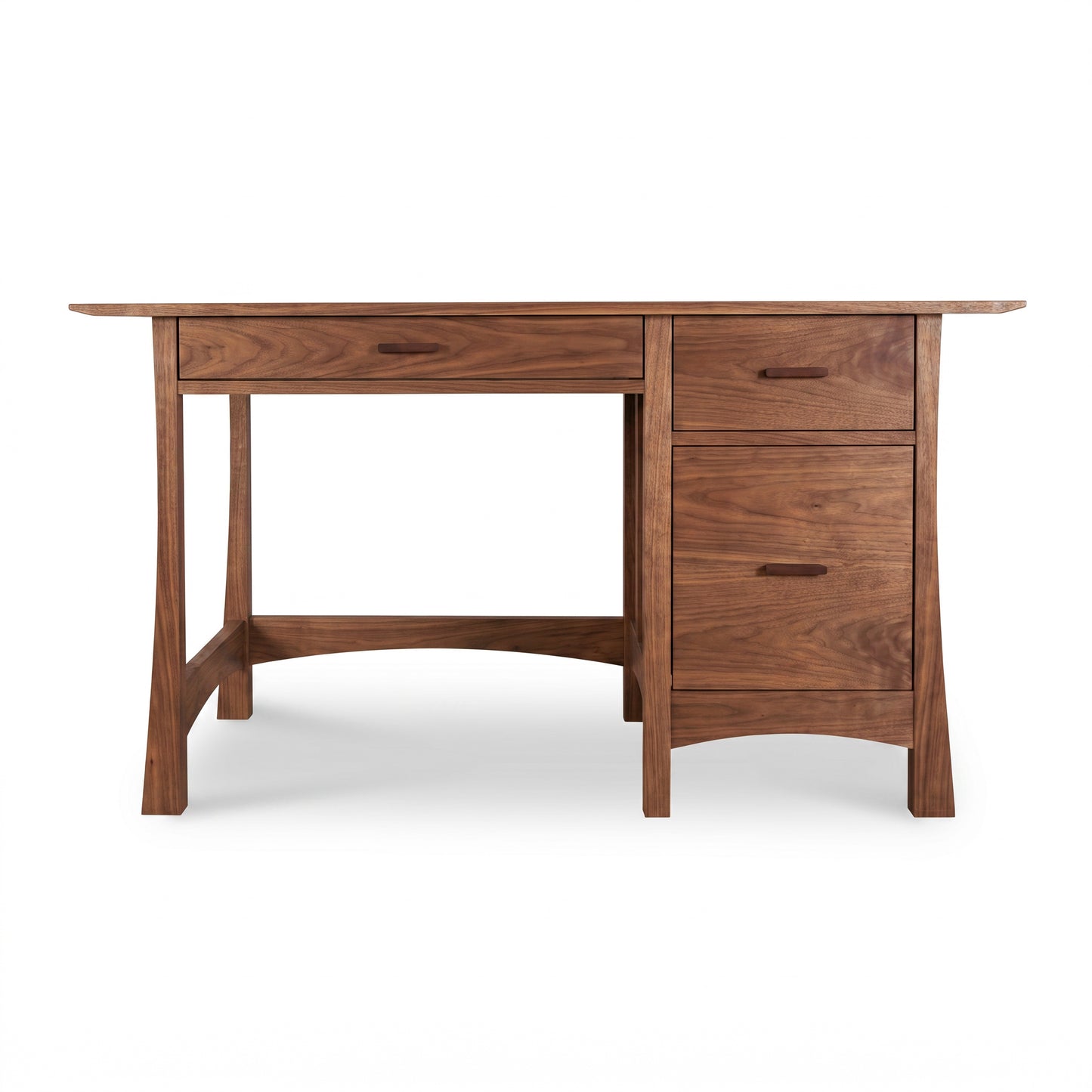 Contemporary Craftsman Study Desk by Vermont Furniture Designs, handcrafted in solid wood with one left drawer and two right drawers.