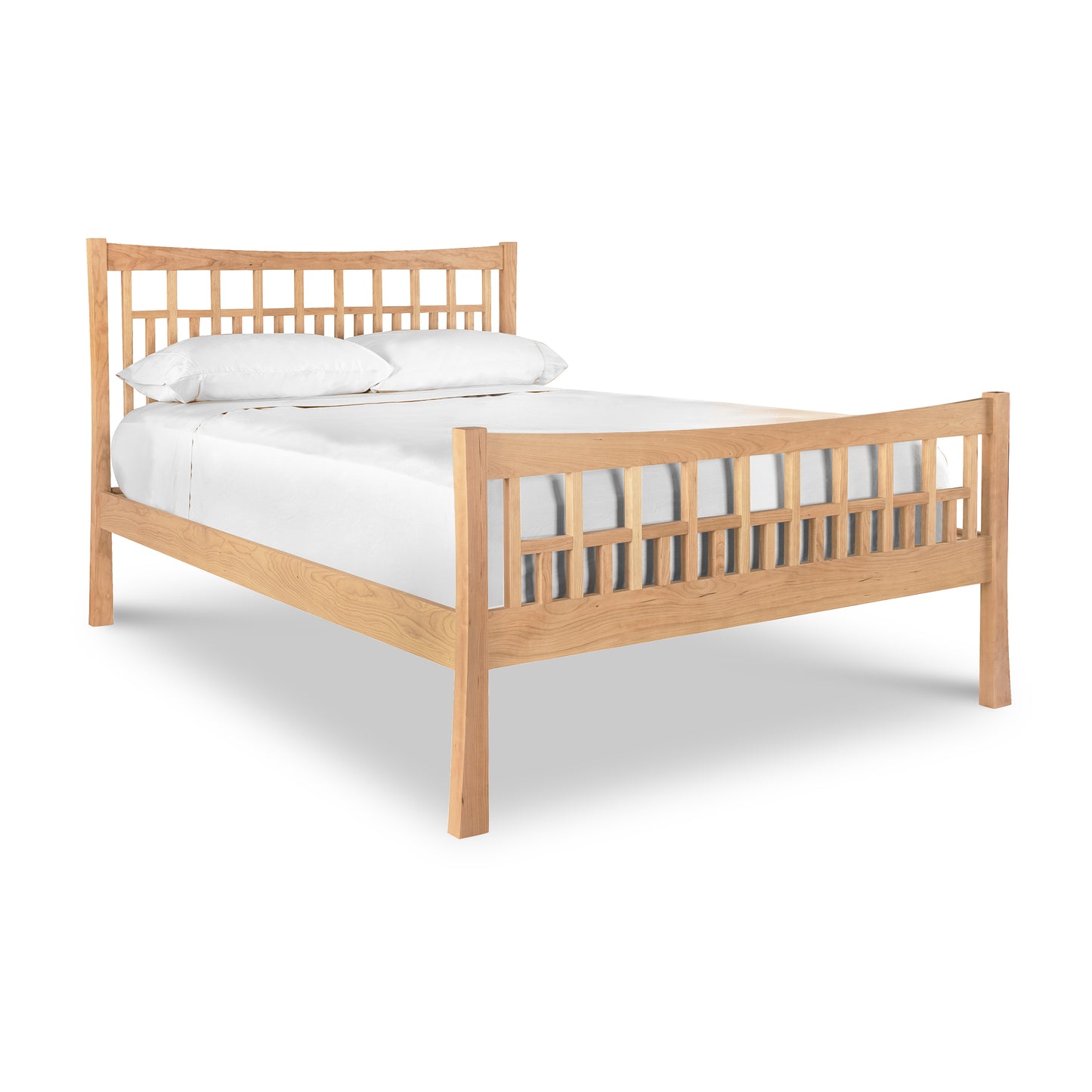 Contemporary Craftsman High Footboard Bed with slatted headboard by Vermont Furniture Designs.